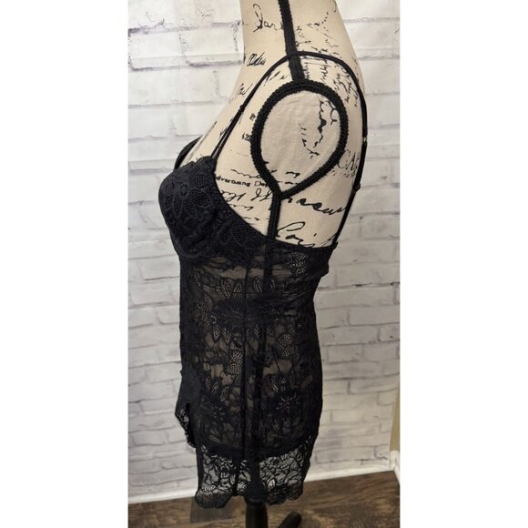 Victoria’s Secret Size 34C Black Lace Sheer Neglige Slip Dress Underwire Sexy - Picture 6 of 11